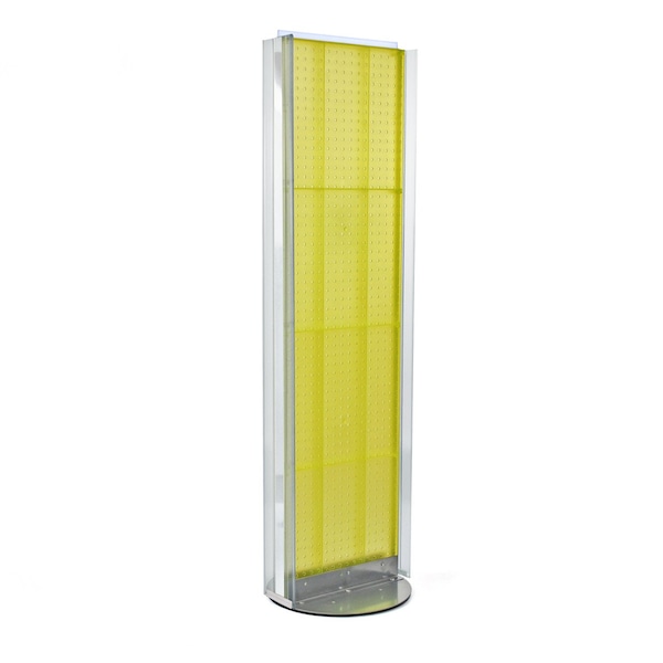Two-Sided Pegboard Floor Display w/ C-Channel Sides on Revolving Base. Spinner Rack Stand.